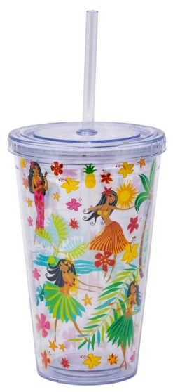 Hawaiian Design Thermo Tumbler W/Straw: Island Hula Honeys