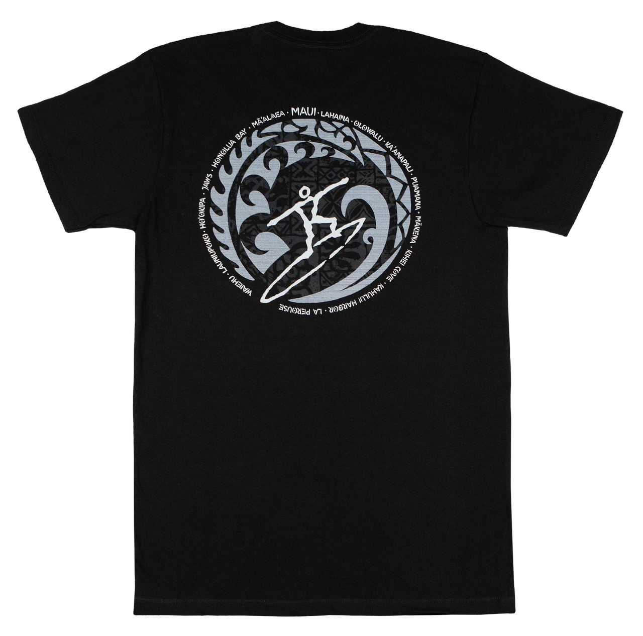 Crew Neck Tee - MAUI Petro Wave: Black - Image 2