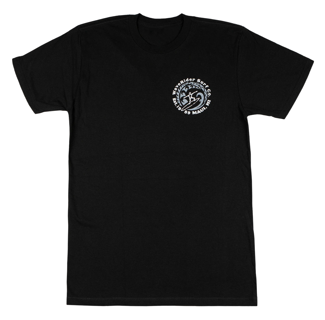 Crew Neck Tee - MAUI Petro Wave: Black