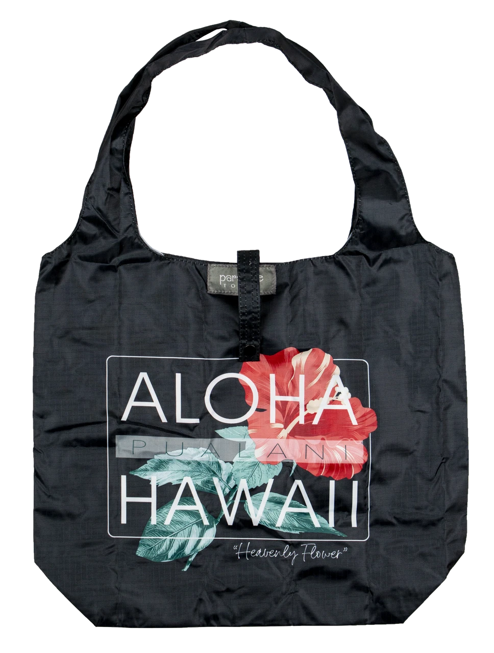 Paradise Foldable Tote: Pualani - Black