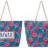 ROBIN RUTH® Rope Handle Tote Bag: Pink Hibiscus