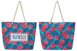 ROBIN RUTH® Rope Handle Tote Bag: Pink Hibiscus