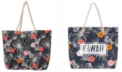 ROBIN RUTH® Rope Handle Tote Bag: Vintage Hibiscus