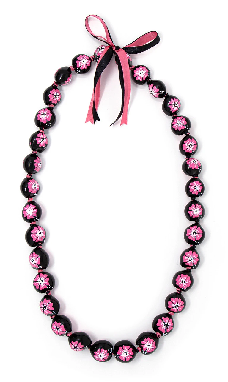 Kukui Nut Lei - Painted: Pink