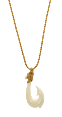 Island Edge® Shaped Bone Necklace: Fish Hook