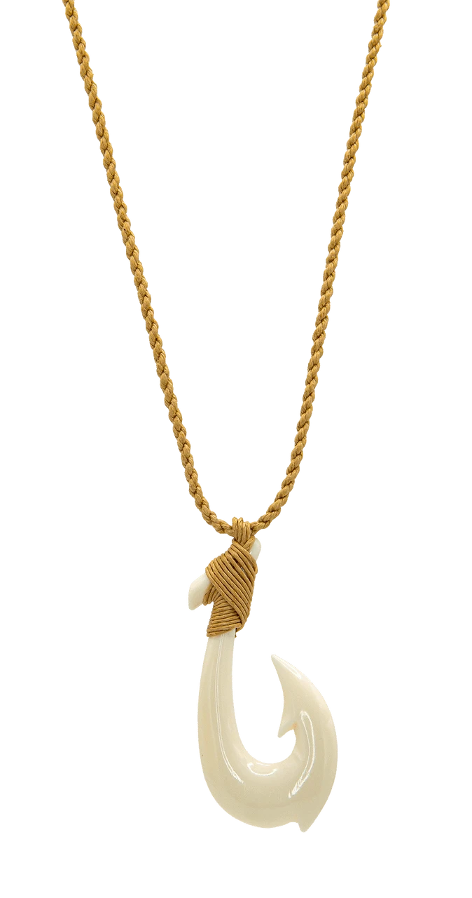 Island Edge® Shaped Bone Necklace: Fish Hook