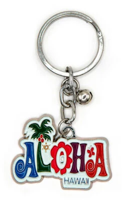 Metal Enamel Island Memories Keyrings: Aloha Fun
