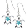 Honu With Plumeria Earrings By Aloha 808: Aqua