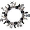 Solid Tone Stone Beads Charm Bracelet By Aloha 808: Black