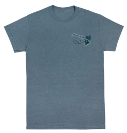 Crew Neck Tee - Palm Map: Denim Heather