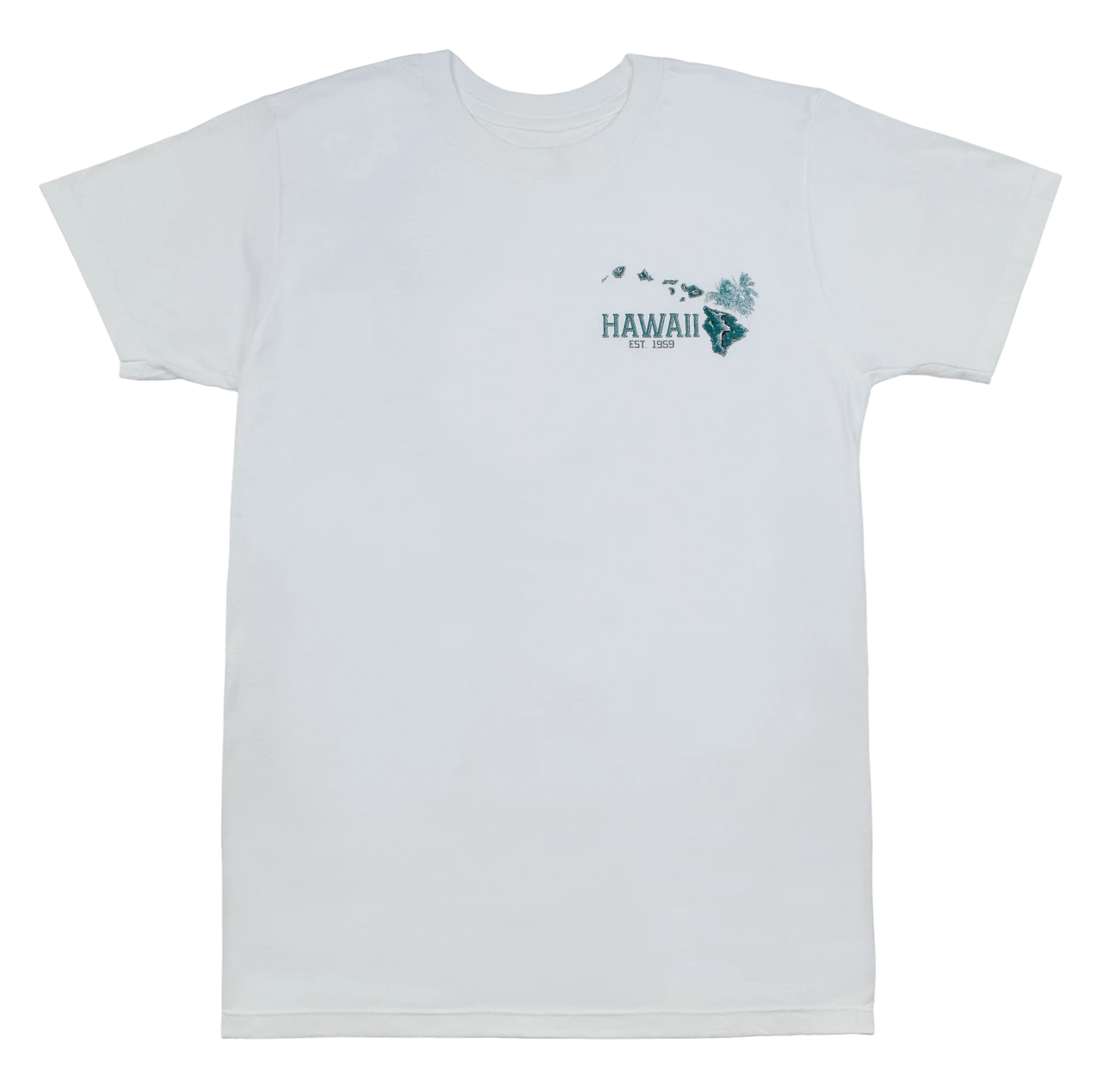 Crew Neck Tee - Palm Map: White