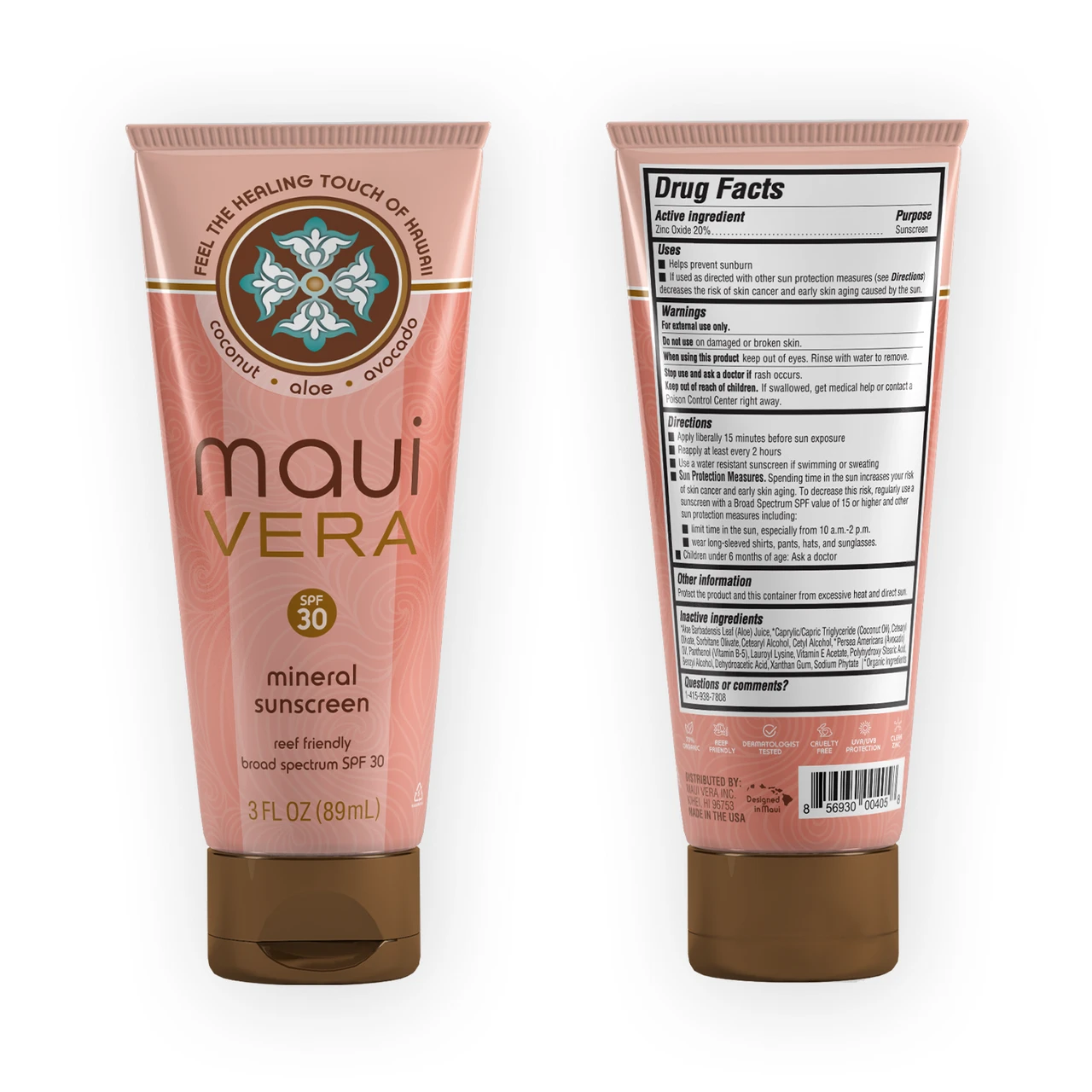 Maui Vera Organic Mineral Sunscreen SPF30 3oz