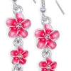 Triple Plumeria Flowers Earrings By Aloha 808: Pink