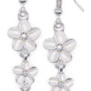 Triple Plumeria Flowers Earrings By Aloha 808: White