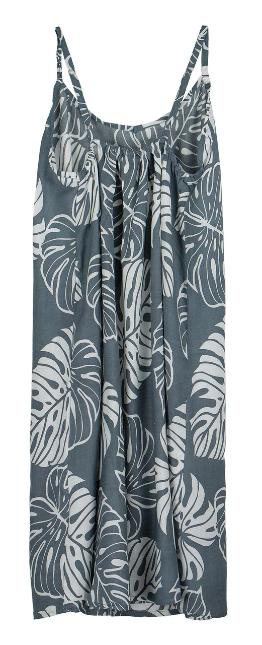 Napua Collection Sundress: Monstera Leaf - Gray W/ White - Image 5