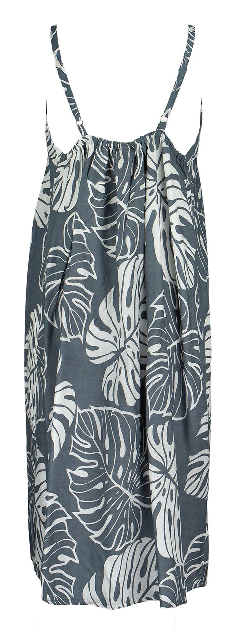 Napua Collection Sundress: Monstera Leaf - Gray W/ White - Image 2