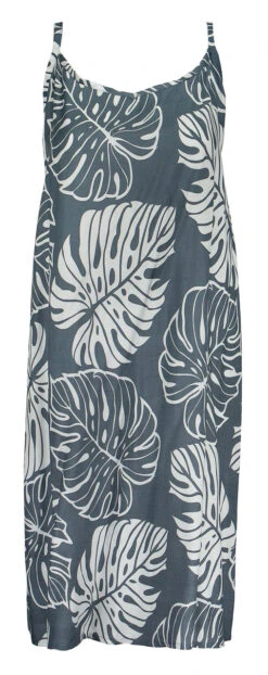 Napua Collection Sundress: Monstera Leaf - Gray W/ White