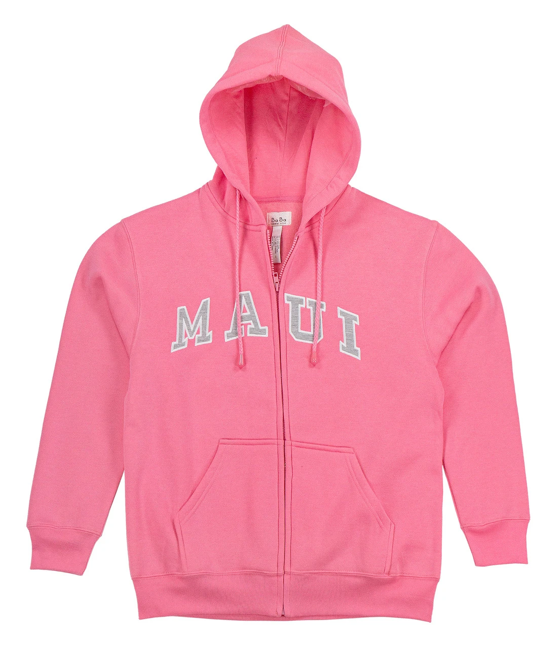 Sweatshirt Zip Up Hoodie - Maui Logo Design: Pink