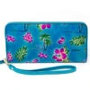 Ladies Full-Size Wallet: Blue Palm Pattern