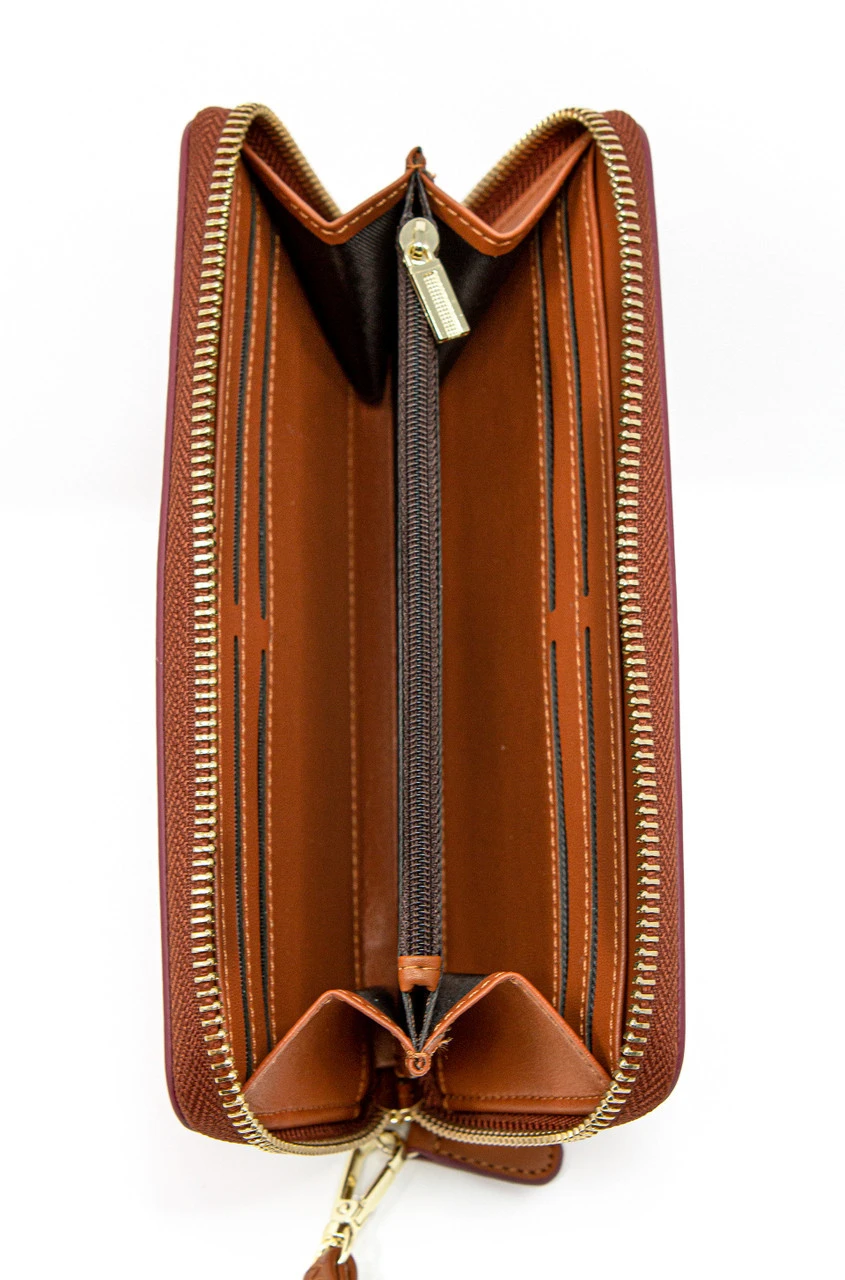 Ladies Full-Size Wallet: Brown Palm Pattern - Image 2