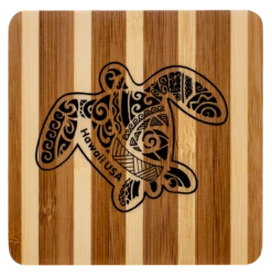 Tropical Bamboo Striped Coaster: Honu