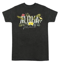 Ladies Crew Neck Tee - MAUI Garden: Charcoal Heather