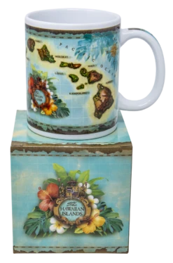 Hawaiian Design Ceramic Mug: Vintage Map