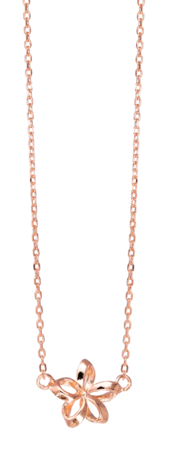 Moana Collection Rose Gold Pendant Chain Necklace: Open Plumeria