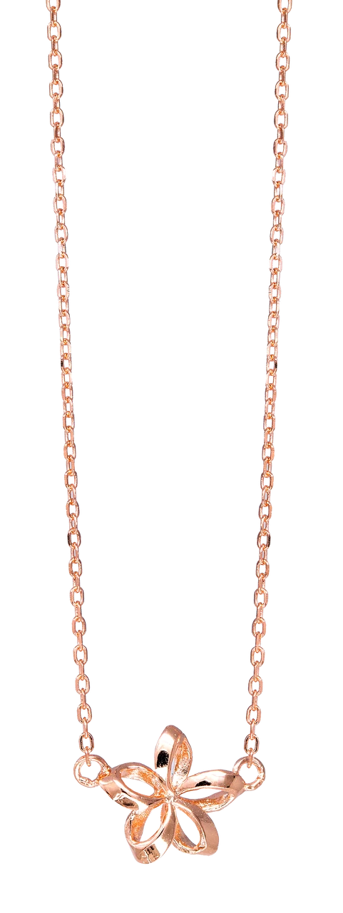 Moana Collection Rose Gold Pendant Chain Necklace: Open Plumeria