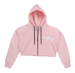 Robin Ruth® Cropped Sweatshirt Hoodie Zip Up - Kanaka Aloha: Dusty Rose