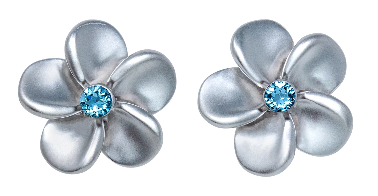 Small Plumeria With Crystal Earrings - Image 4