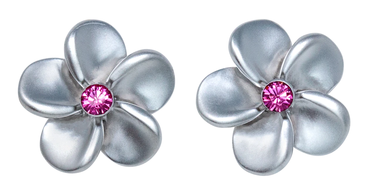 Small Plumeria With Crystal Earrings - Image 3