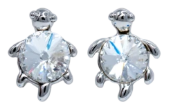Turtle With Crystal Earrings