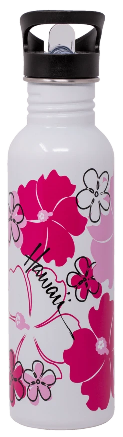 Stainless Steel Hydration Bottle 25oz: Pink Hibiscus