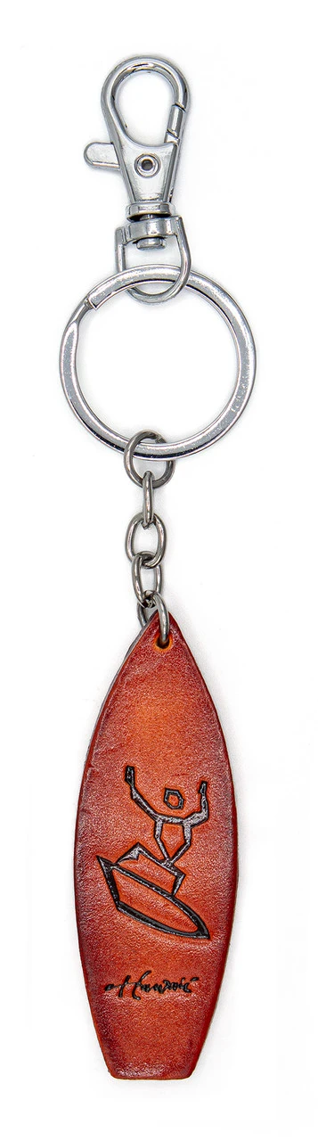 Leather Keyring - Surfboard: Surfer