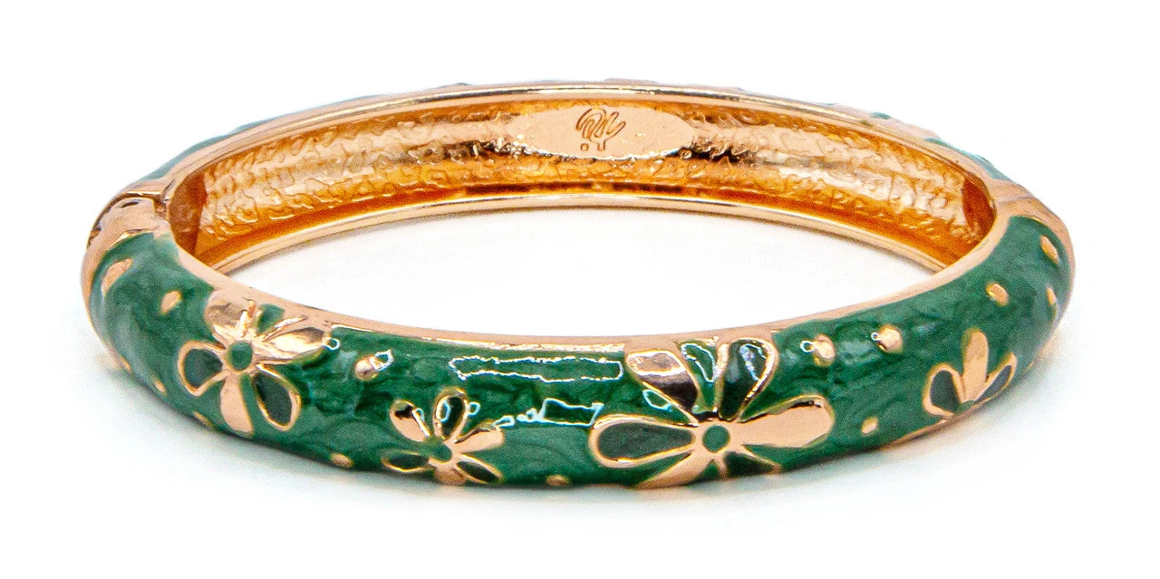 Medium Island Bangle - Flower Design: Green
