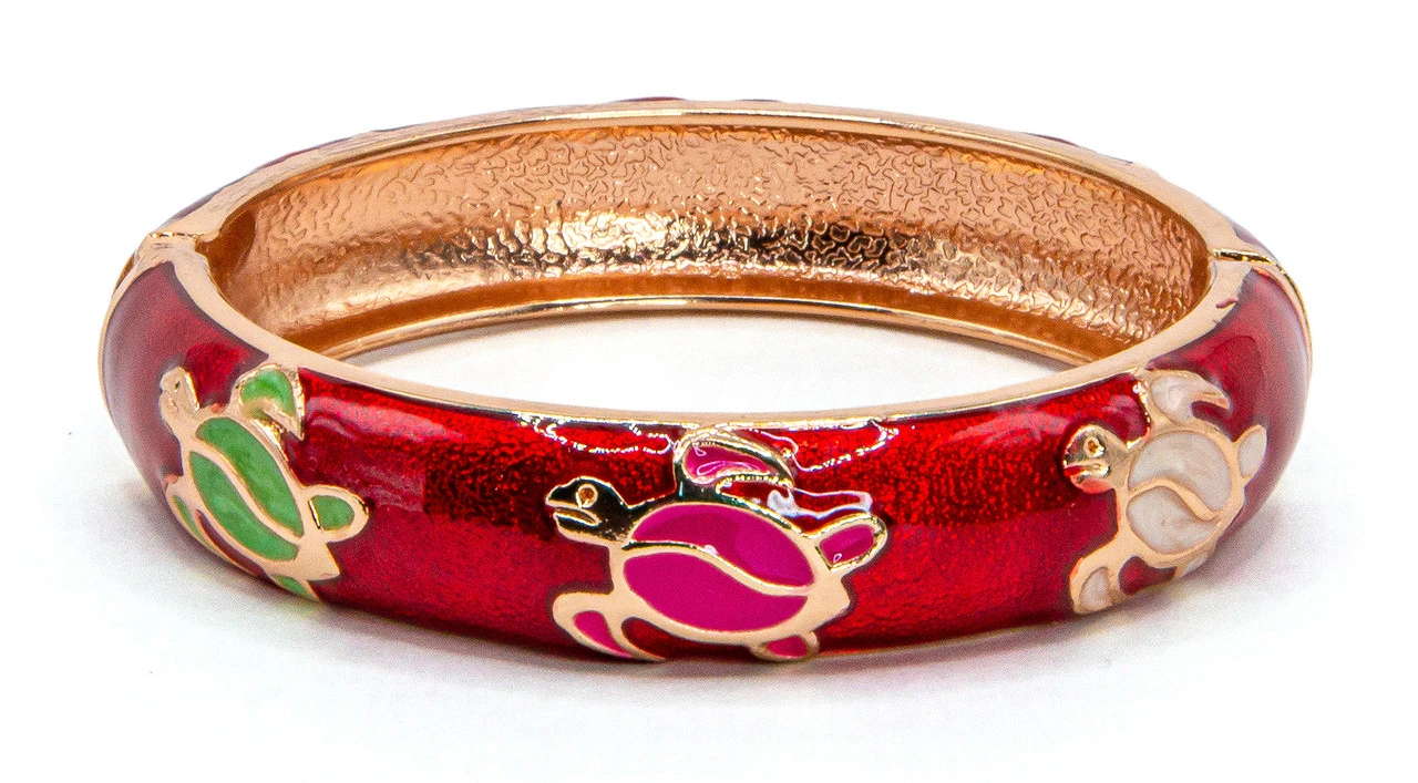 Large Island Bangle - Honu Design: Red