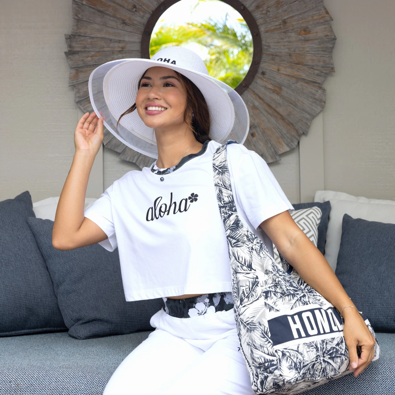 Island Design Collection Crop Tee: White