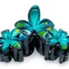 Painted Plumeria Trio Hair Clip: Dark Blue