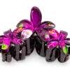 Painted Plumeria Trio Hair Clip: Dark Pink