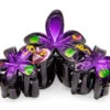 Painted Plumeria Trio Hair Clip: Dark Purple