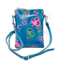 Passport Shoulder Bag: Blue Palm Pattern