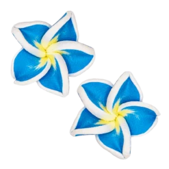 Small Plumeria Stud Earrings: Blue