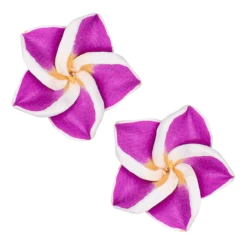 Small Plumeria Stud Earrings: Purple