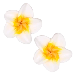 Small Plumeria Stud Earrings: White