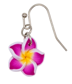 Small Plumeria Dangle Earrings: Purple