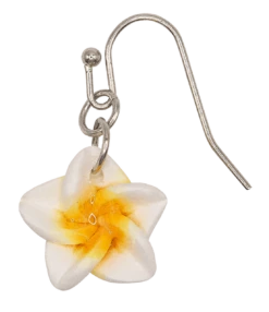 Small Plumeria Dangle Earrings: White