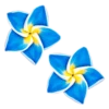 Medium Plumeria Stud Earrings: Blue