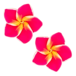 Medium Plumeria Stud Earrings: Pink