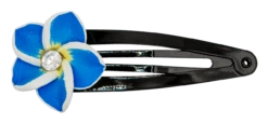 Small Plumeria Flower Snap Hair Pins: Blue